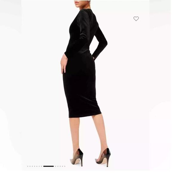 Good American Black Velvet Midi Dress Ribbed Size 2 - Picture 2 of 9
